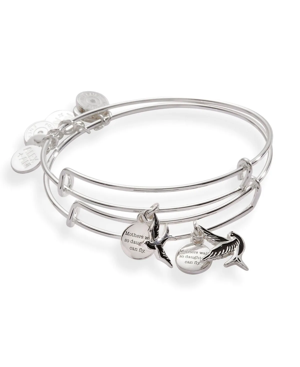Silver-Tone Brass Mother and Daughter Sparrow Bangle, 2-Piece Set