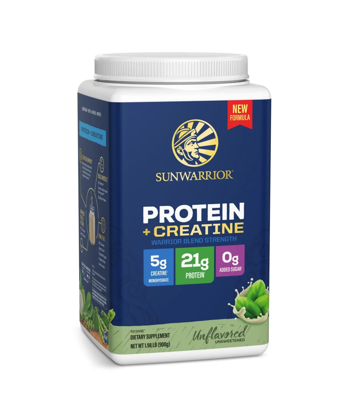 Warrior Blend Protein Powder with Creatine, Unflavored, 25 Servings by Sunwarrior