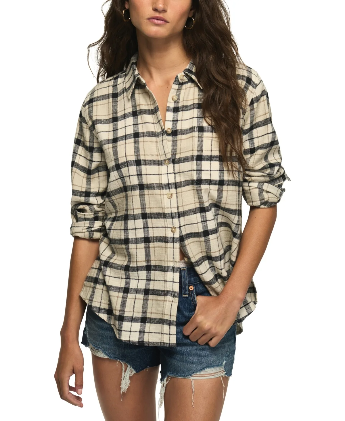 Long-Sleeve Plaid Button Down Shirt