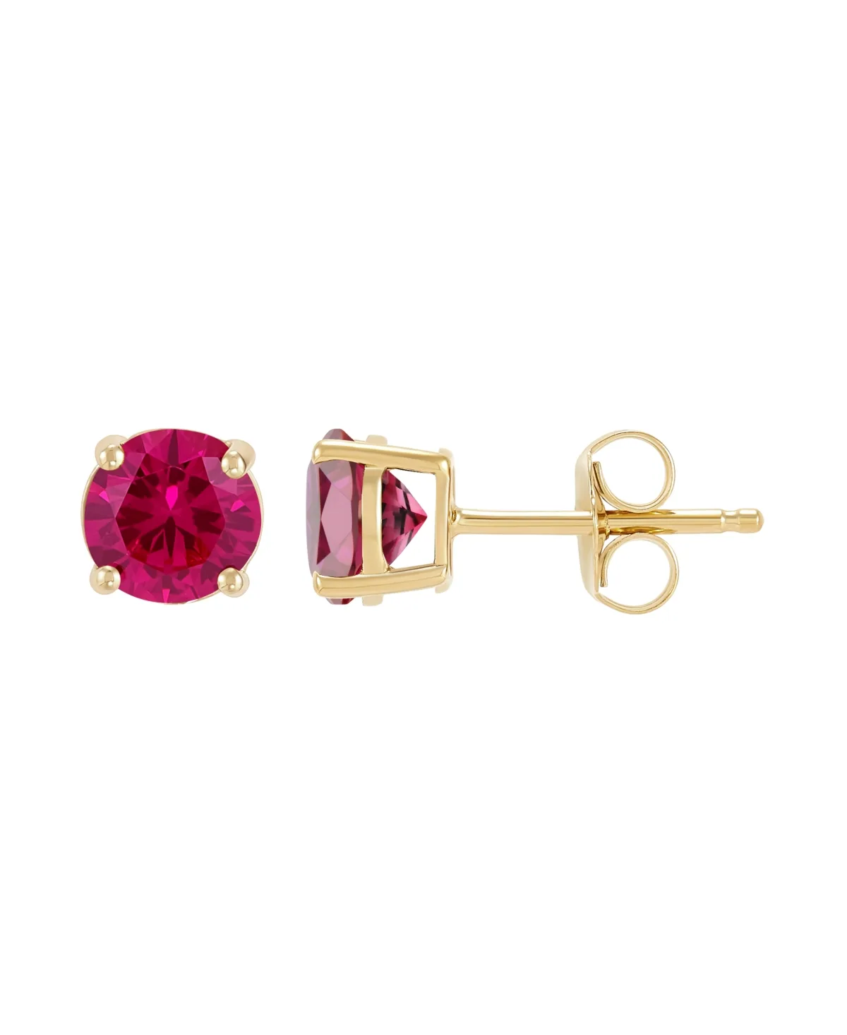 Garnet Stud Earrings (1-1/4 ct. t.w.) in 10K Yellow Gold - Lab-Grown Ruby by Macy's