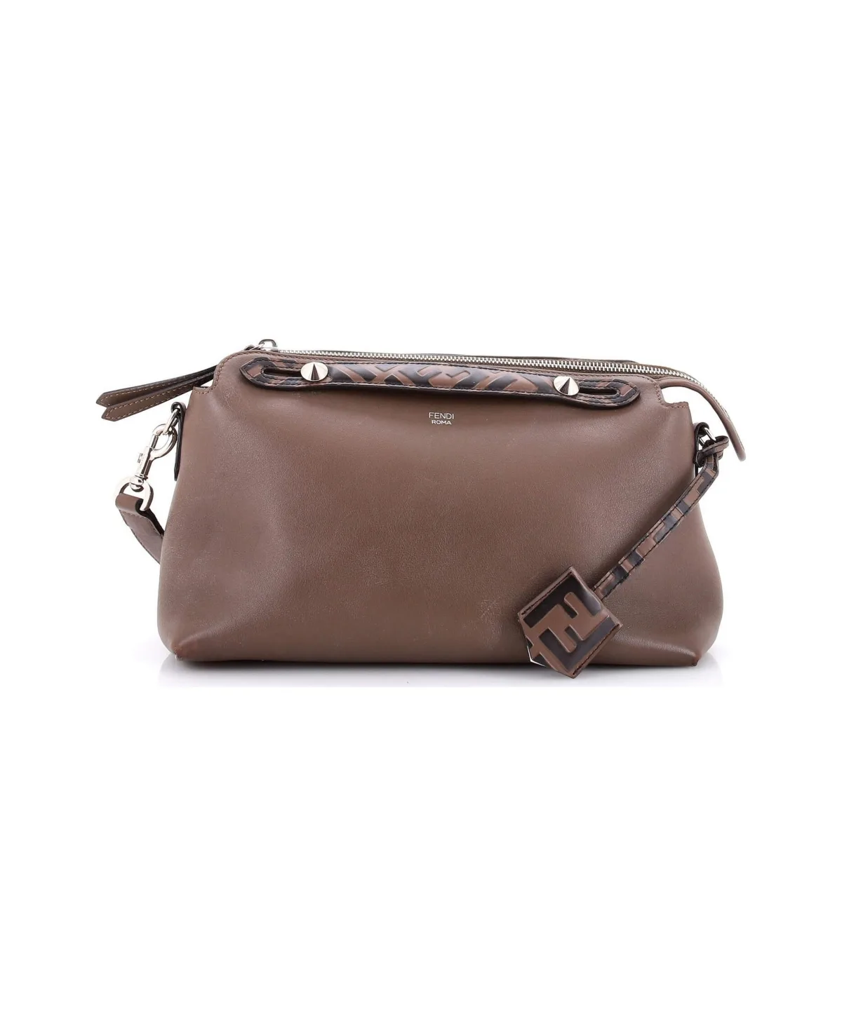 Pre-Owned Fendi Small by the Way Satchel Leather with Zucca Embossed Detail by FENDI