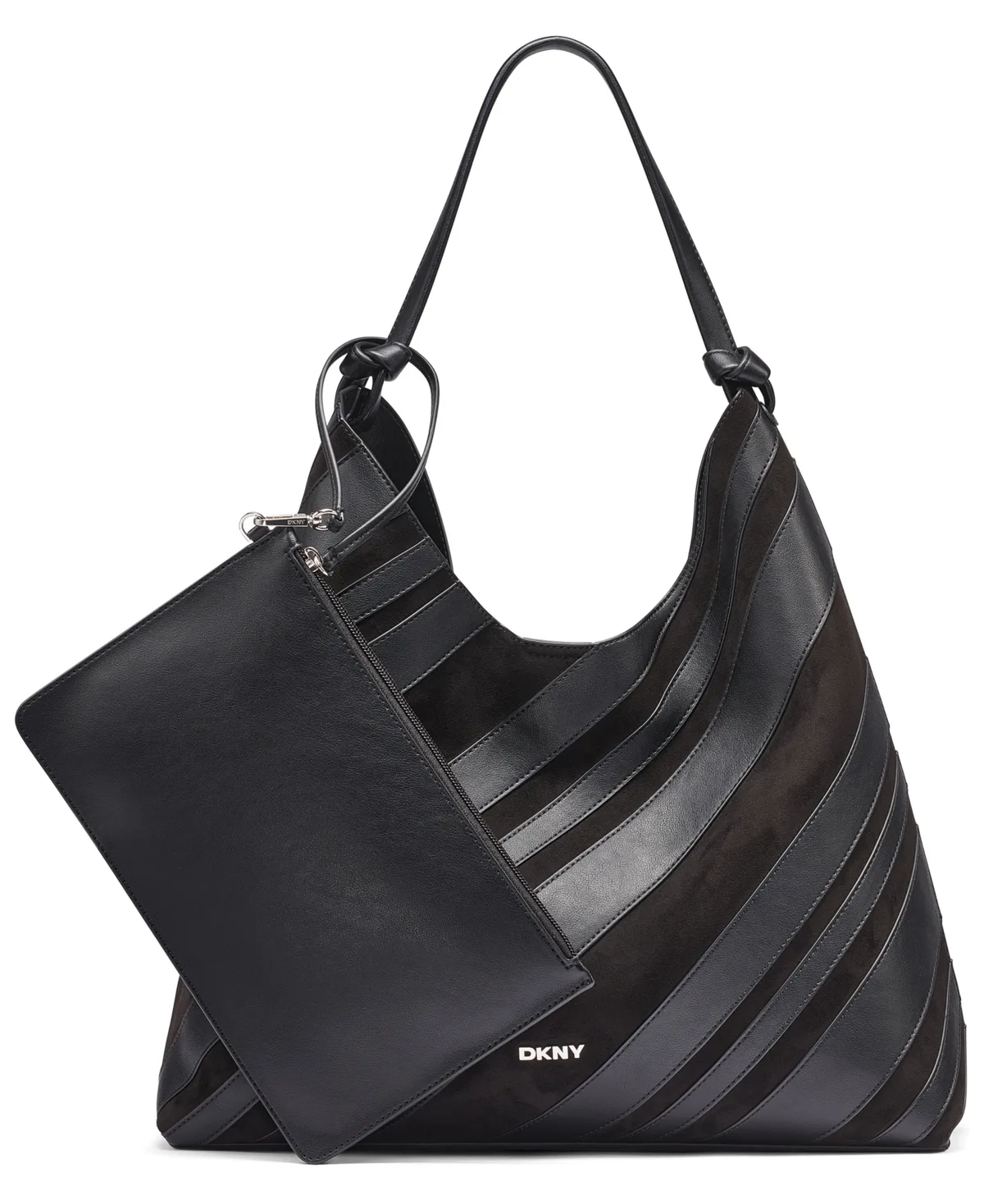 Paula Large Diagonal Stripe Snap Hobo Handbag by DKNY