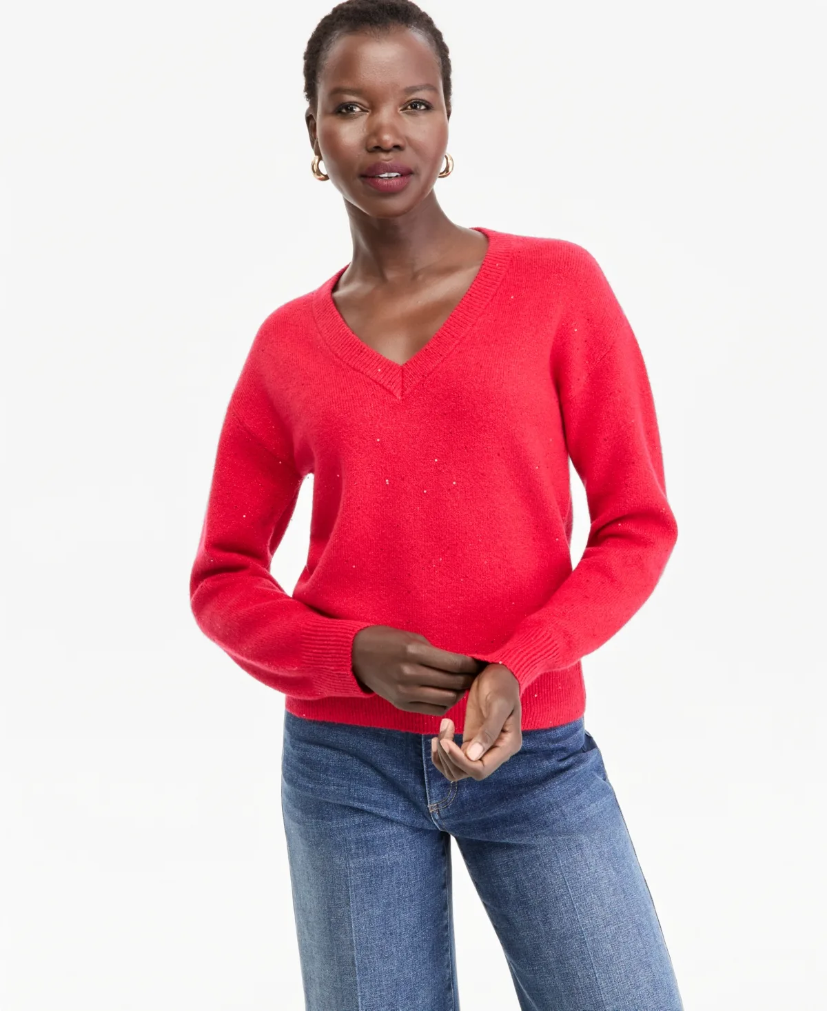 Roving Sequin Long-Sleeve Sweater by INC International Concepts
