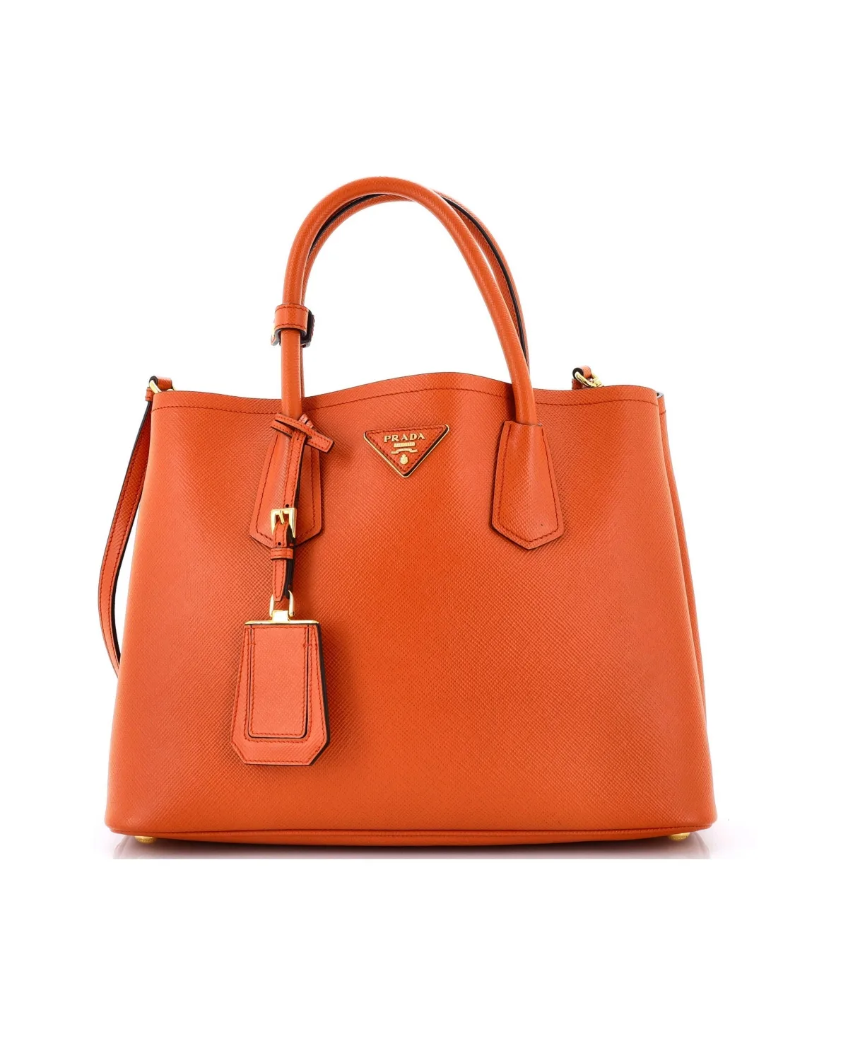 Pre-Owned Medium Cuir Double Tote Saffiano Leather by Prada