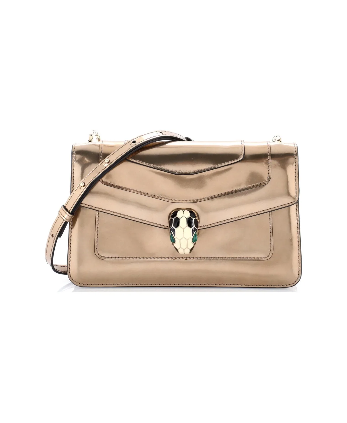 Pre-Owned Small Serpenti Forever Shoulder Bag Metallic Leather by BVLGARI