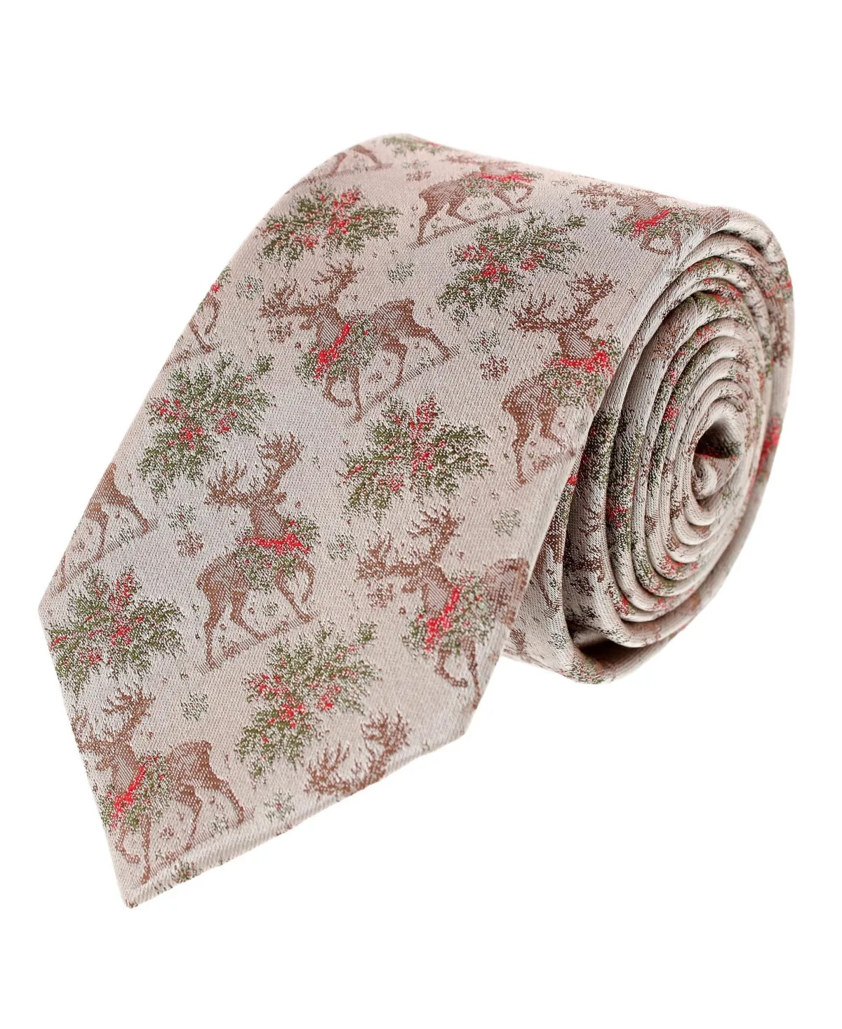 Graceful Reindeer Holiday Silk Slim Tie by Trafalgar