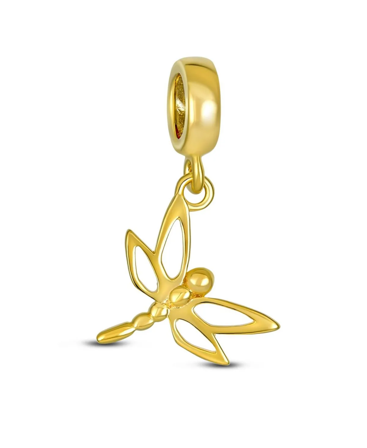 Gold-Plated Sterling Silver Dragonfly Dangle Charm by Bling Jewelry