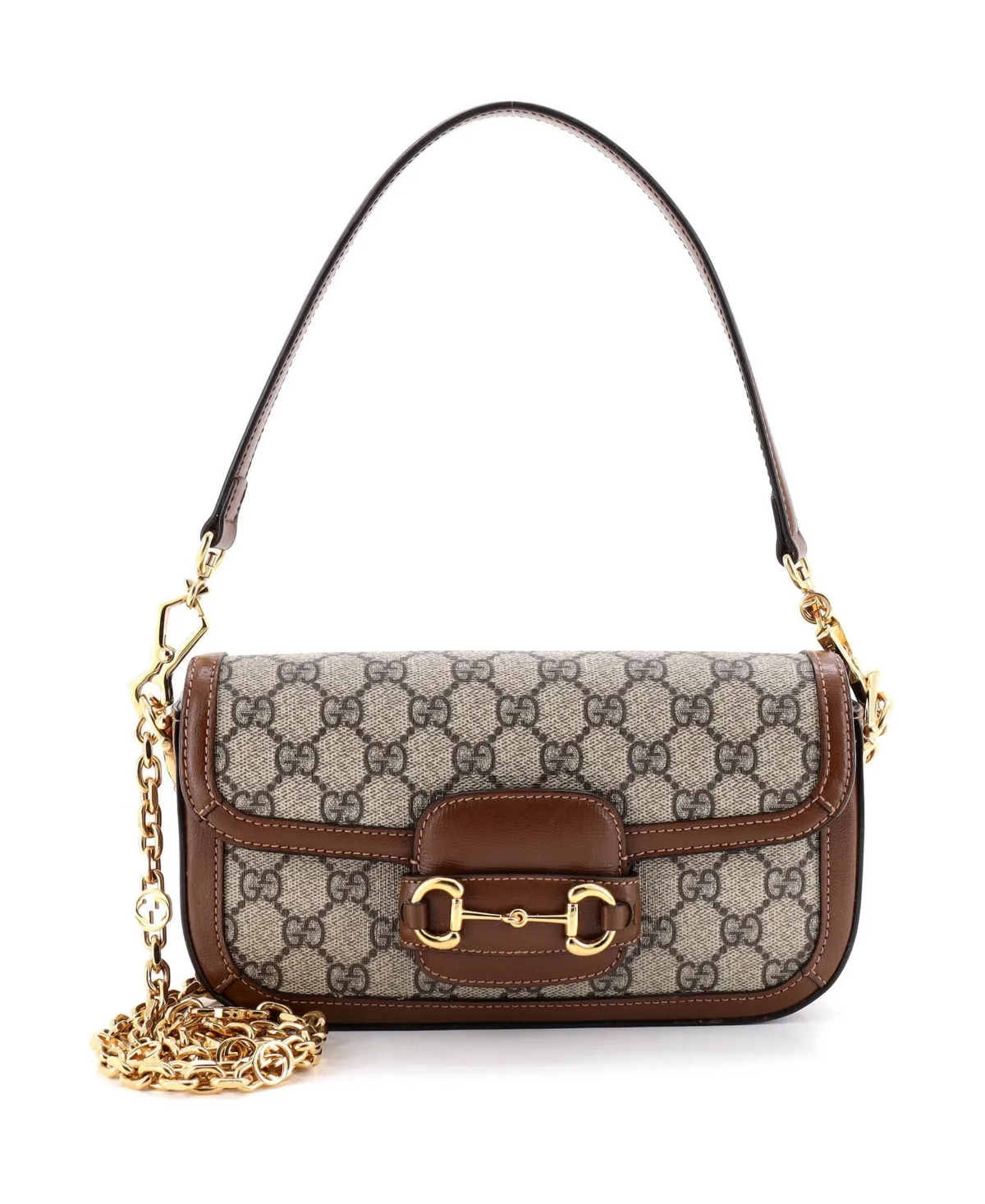 Pre-Owned Gucci East West Horsebit 1955 Shoulder Bag Gg Coated Canvas with Leather