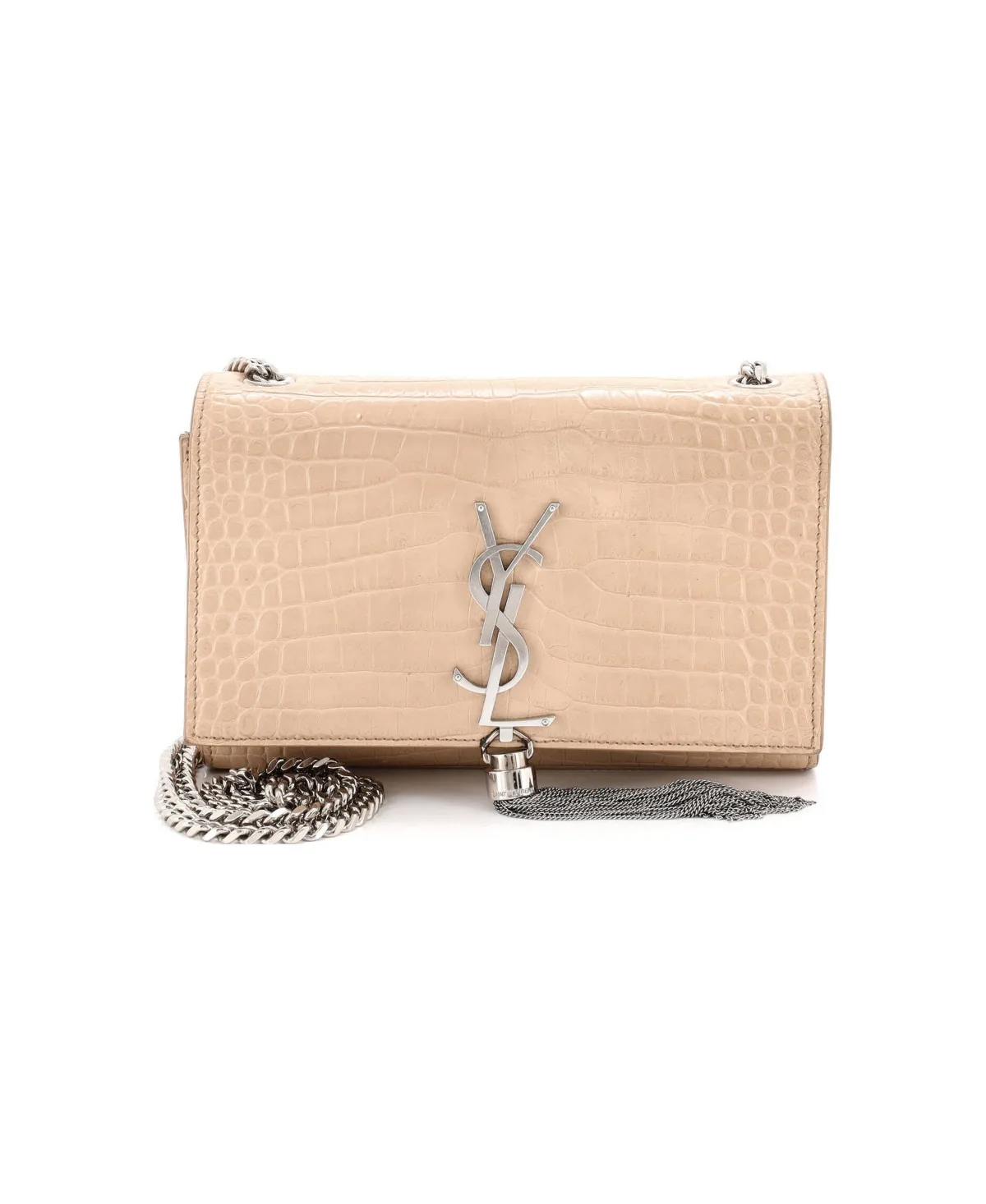 Pre-Owned Saint Laurent Small Classic Monogram Tassel Crossbody Bag Embossed Leather by Saint Laurent