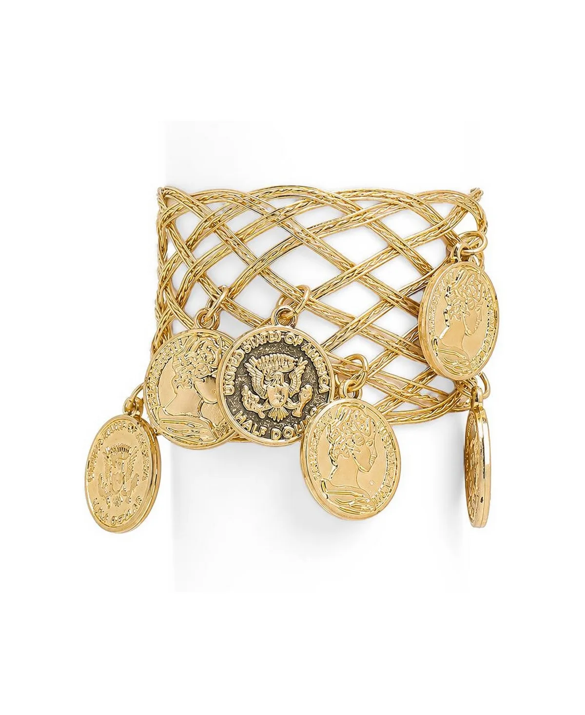 Gold-Tone Blue Artificial Beads Ocean Charm Bracelet by Sohi