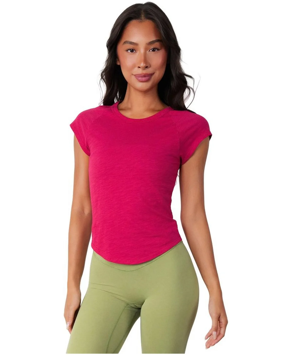 Whisper Raglan Sleeve Curved Hem Short-Sleeve T-Shirt by Vitality