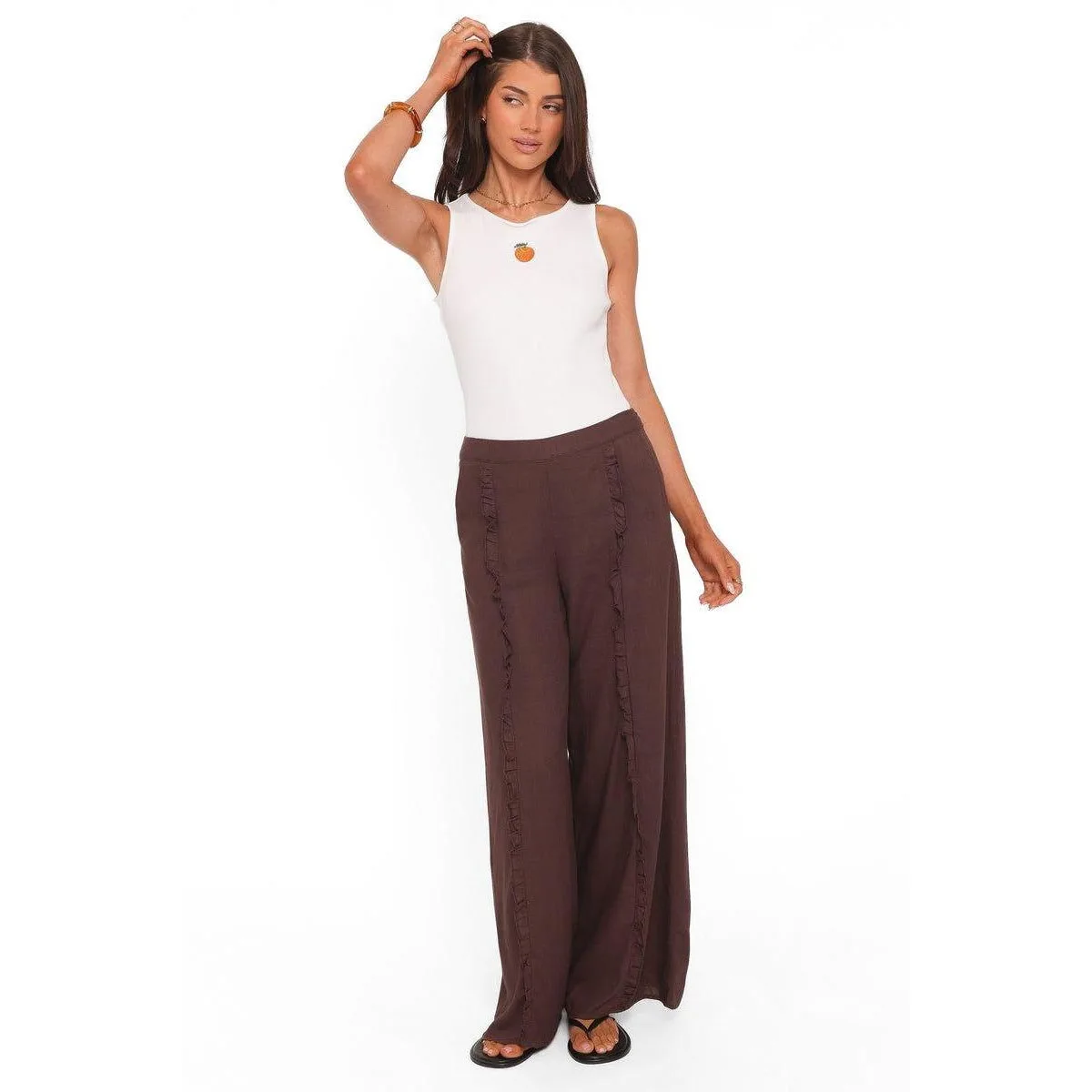 Samiya High-Rise Wide-Leg Frill Pants by Petal and Pup