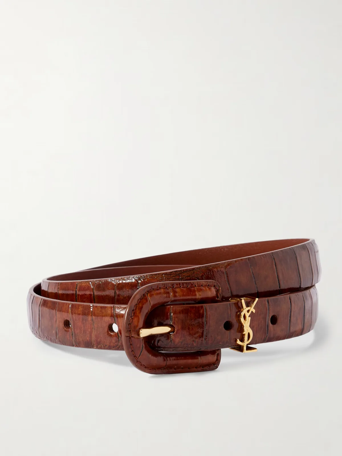 - Cassandre Embellished Croc-effect Leather Belt -