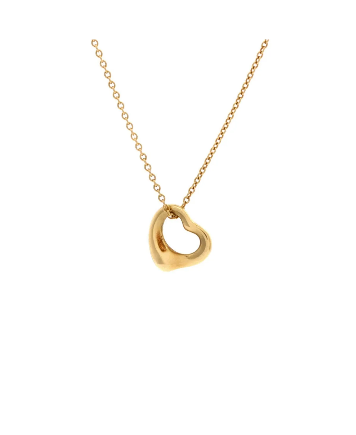 Pre-Owned Tiffany and Co Elsa Peretti Open Heart Pendant Necklace 18k Yellow Gold by Tiffany & Co.