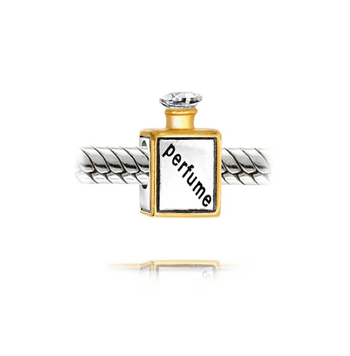 Crystal Perfume Bottle Charm Bead for Bracelet Gold Plated Sterling Silver by Bling Jewelry