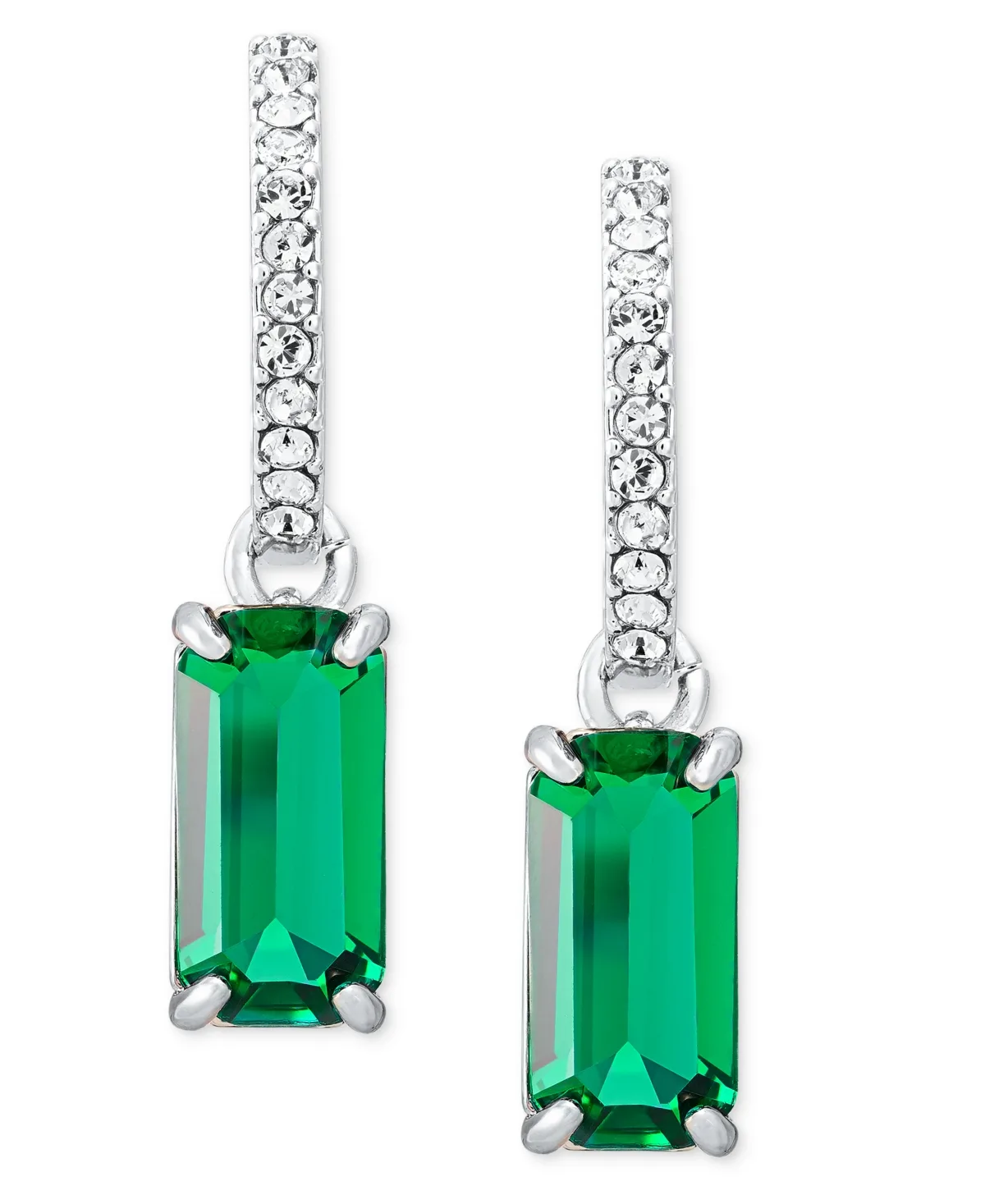 Silver-Tone Crystal 14MM Hoop Drop Earrings by Ralph Lauren
