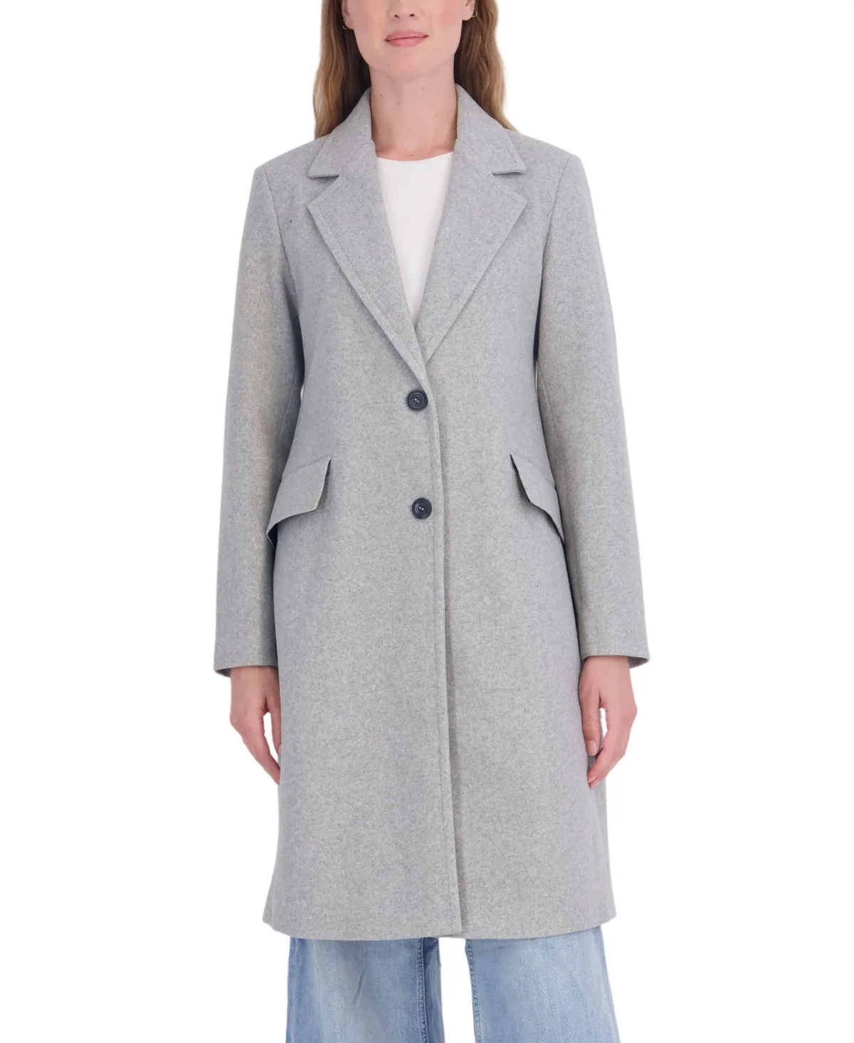 3/4 Faux Wool Single Breasted Coat