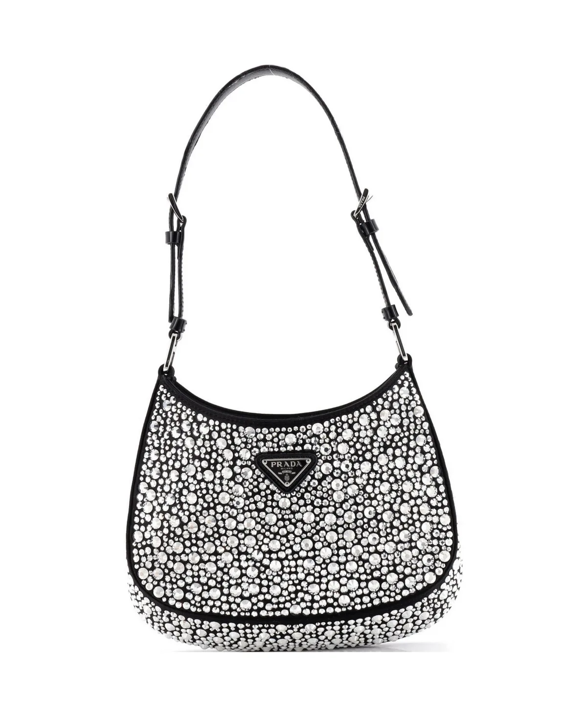 Pre-Owned Prada Small Cleo Shoulder Bag Crystal Embellished Satin