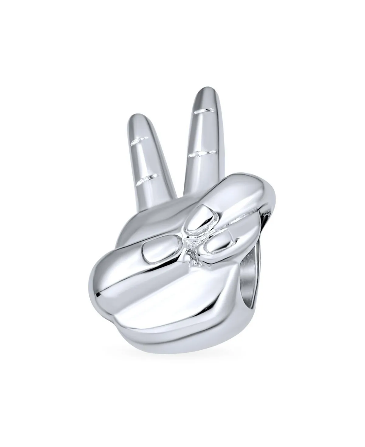 Retro Oxidized Sterling Silver Peace Sign Charm Bead by Bling Jewelry