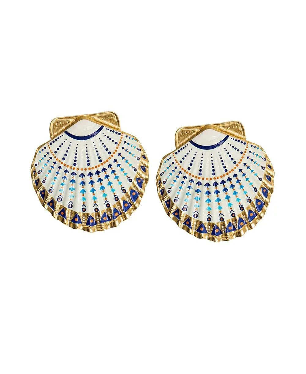 Gold-Tone Scallop Shell Drop Earrings by Sohi