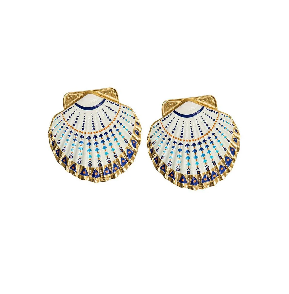 Gold-Tone Scallop Shell Drop Earrings by Sohi