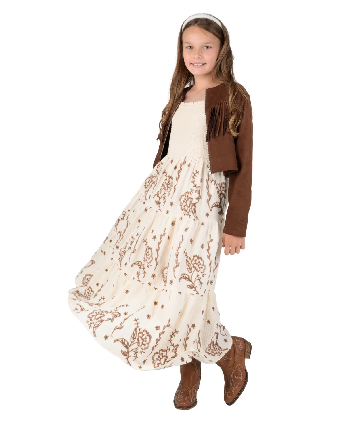 Embroidered Tiered Maxi Dress and Jacket, 2-Piece Set by Rare Editions