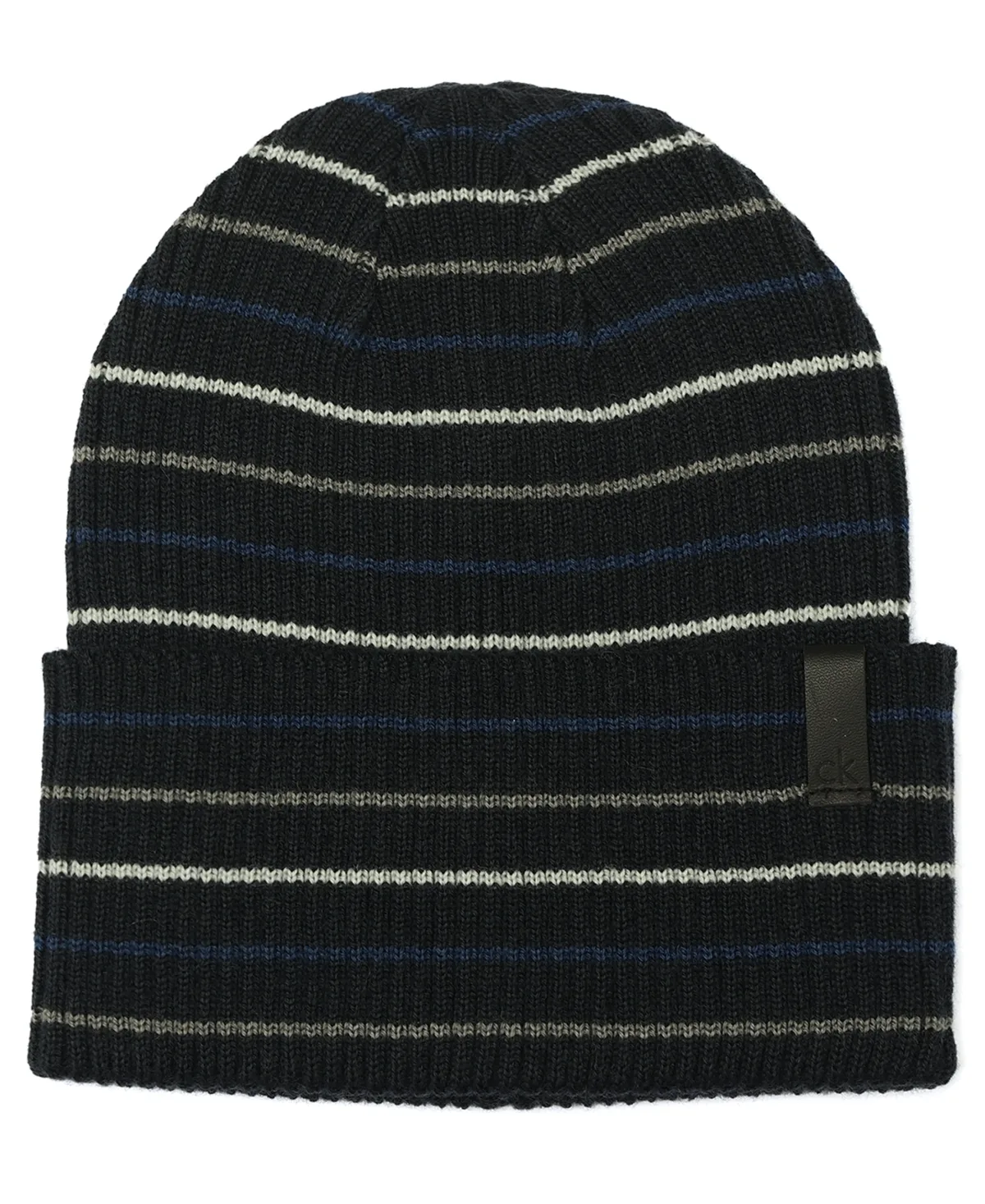 Micro Stripe Ribbed Knit Beanie by Calvin Klein