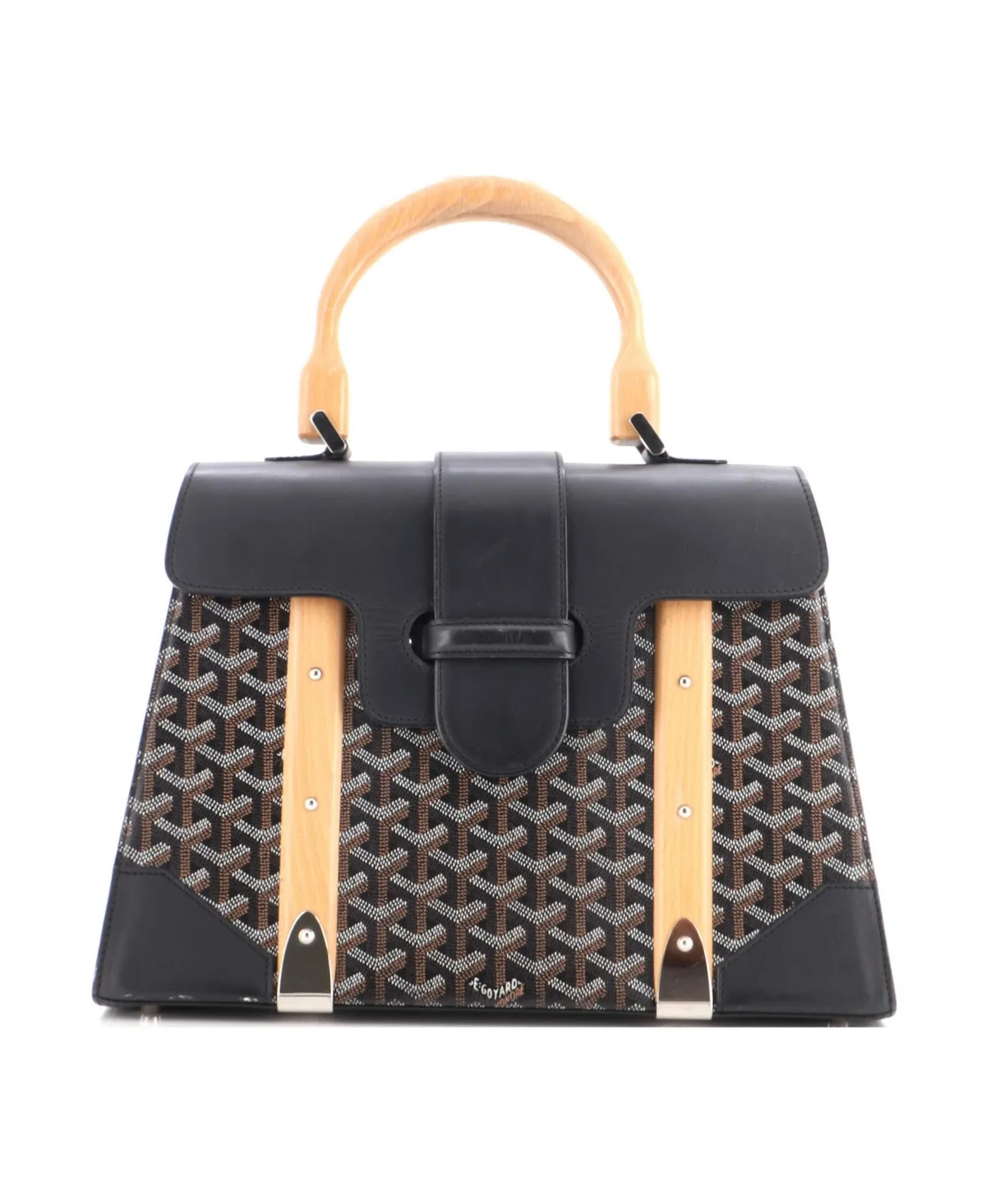 Pre-Owned Goyard mm Saigon Top Handle Bag Coated Canvas with Leather by Pre Owned Goyard