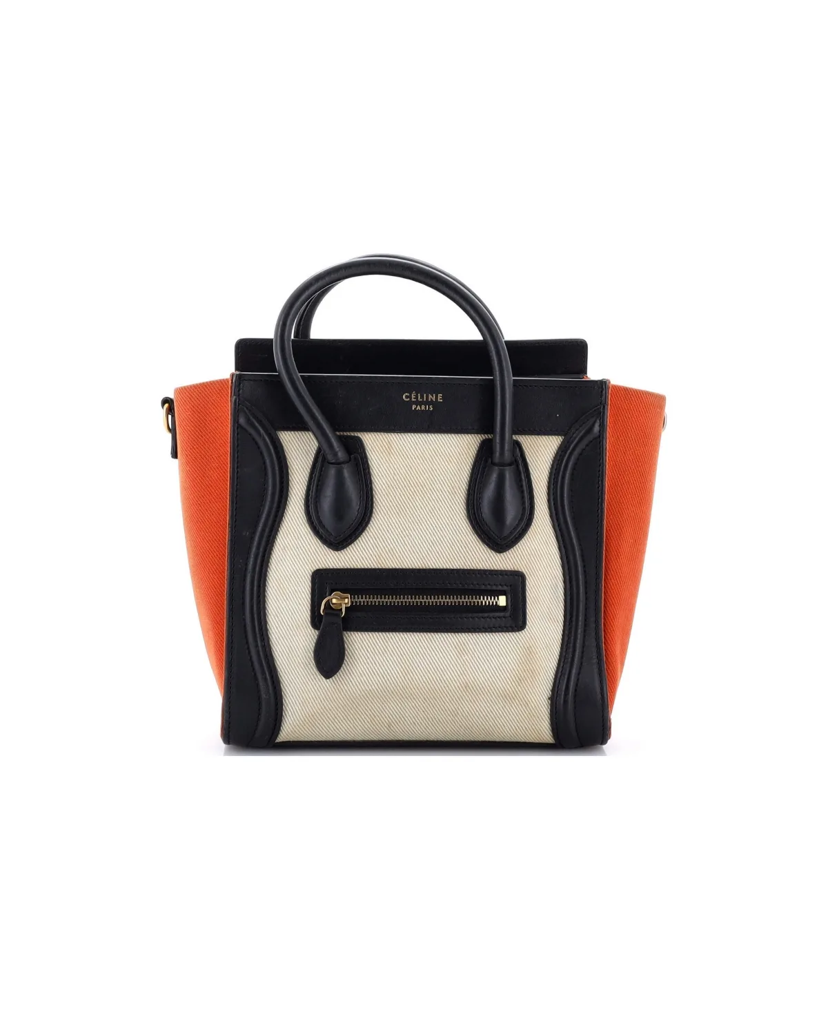 Pre-Owned Celine Nano Bicolor Luggage Bag Canvas and Leather by Celine