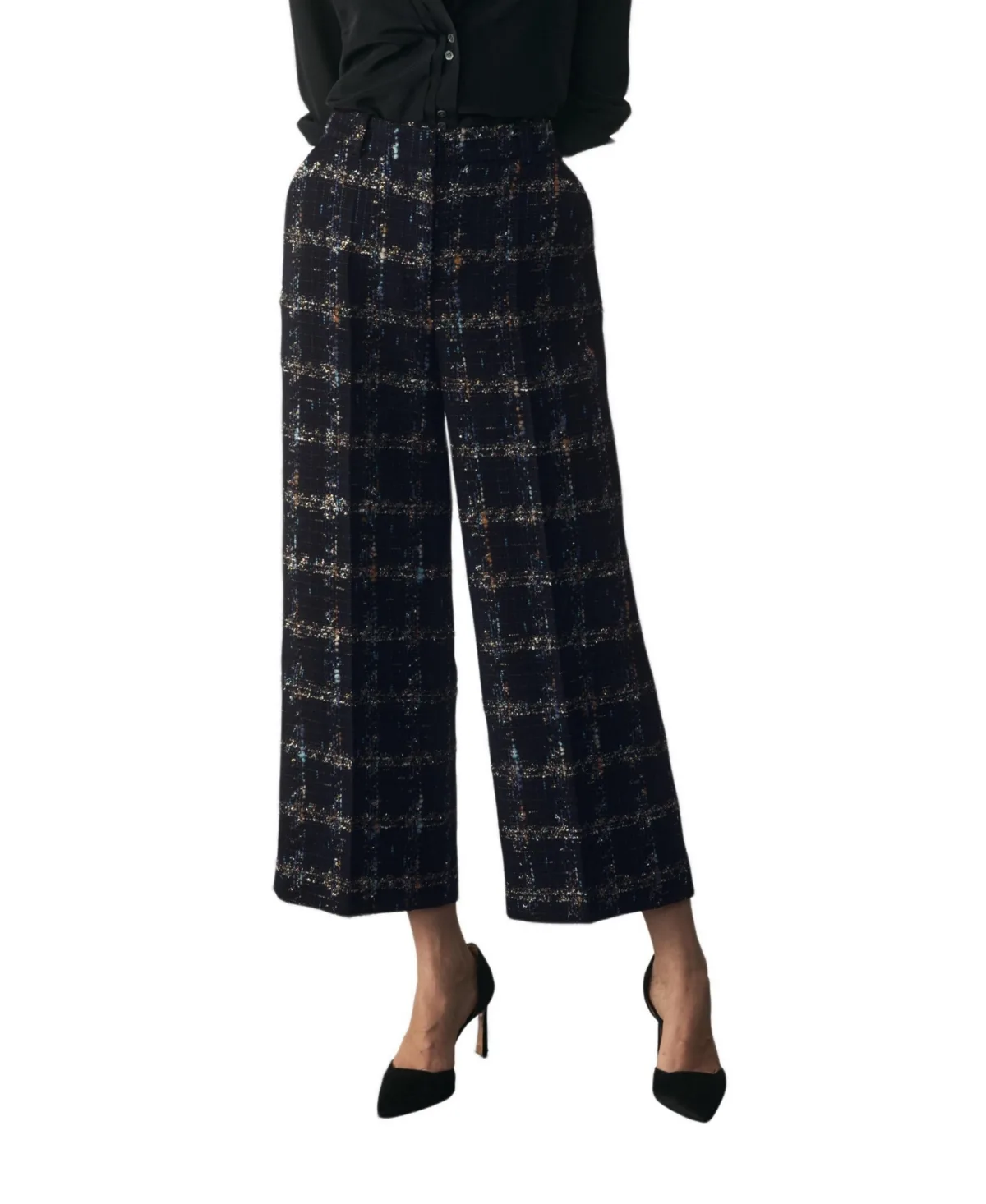 Culotte High-Waisted Wide-Leg Cropped Pants by The Fold