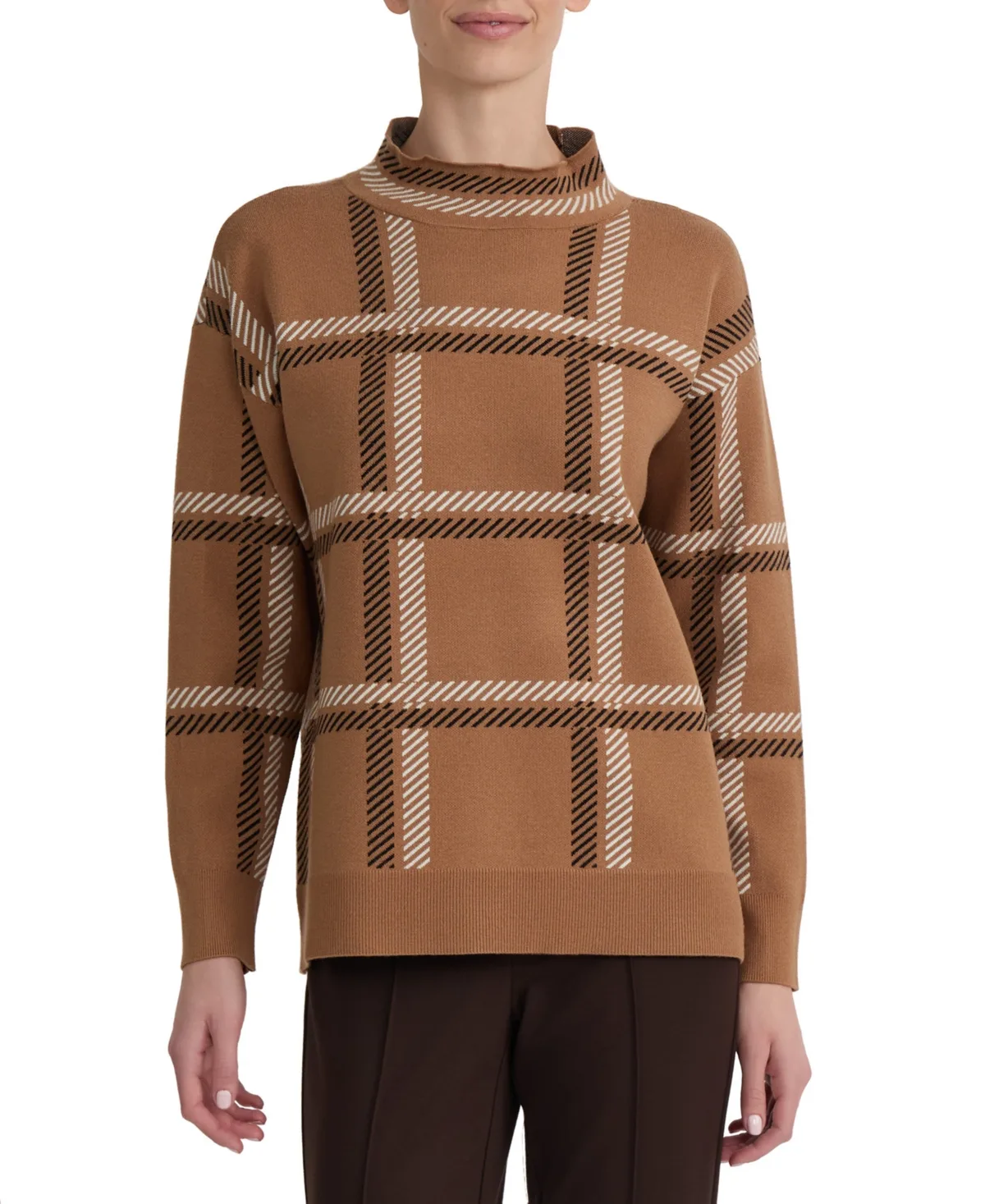 Plaid Mock-Neck Sweater by Jones New York