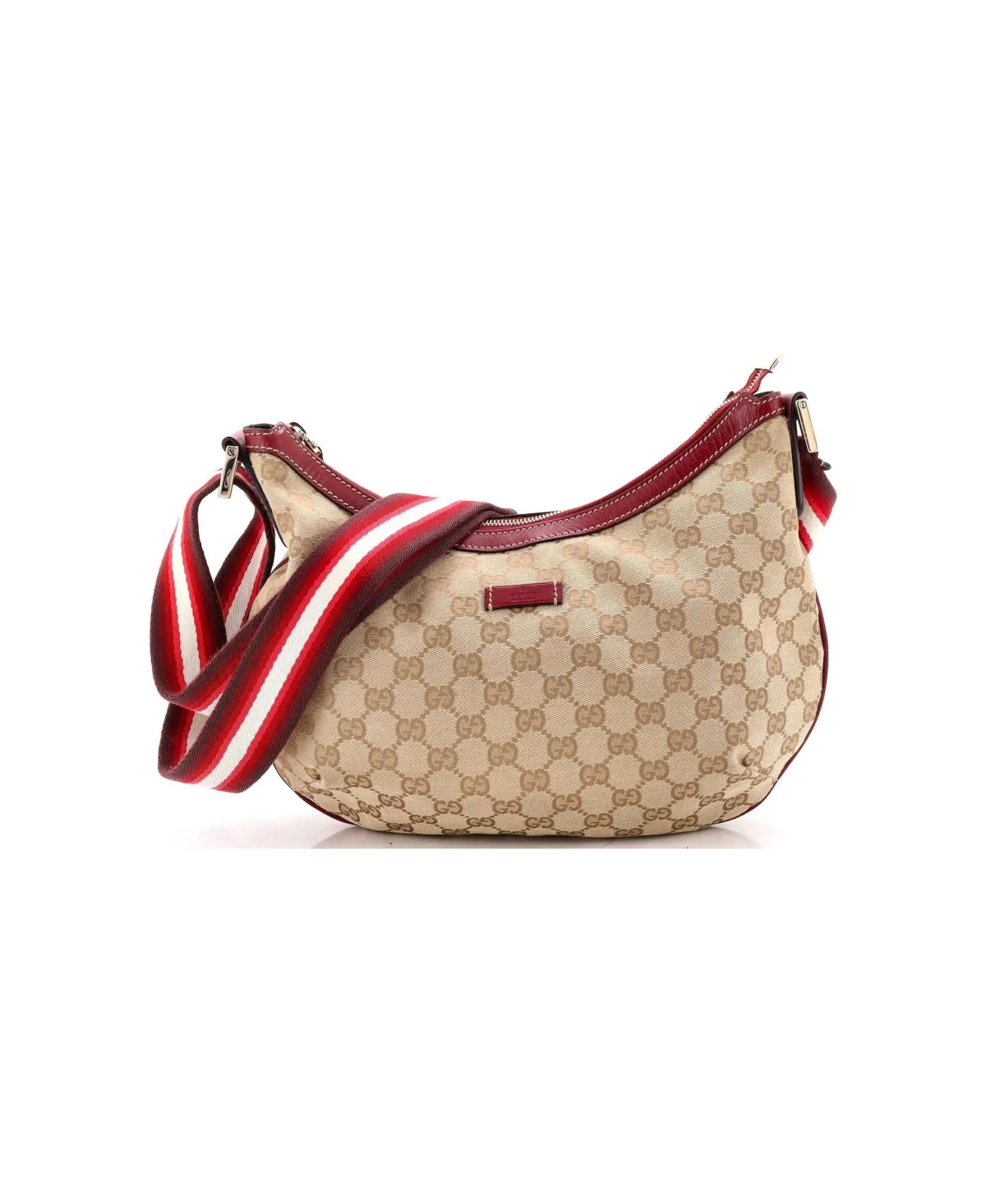 Pre-Owned Gucci Medium Saddle Zip Messenger Bag Gg Canvas with Leather by Gucci