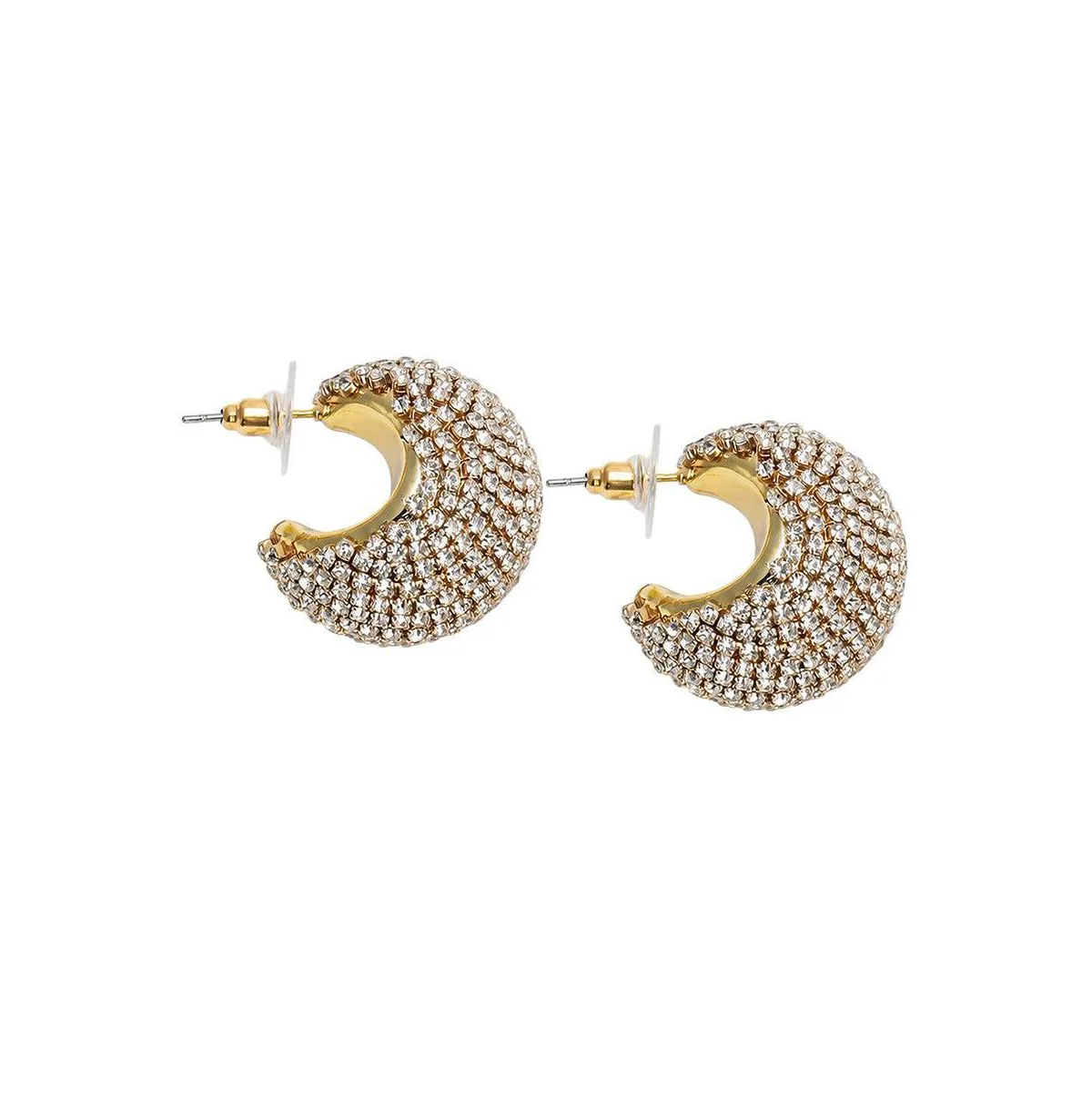 Crystal Pave Puff Hoop Stud Earrings by Sohi