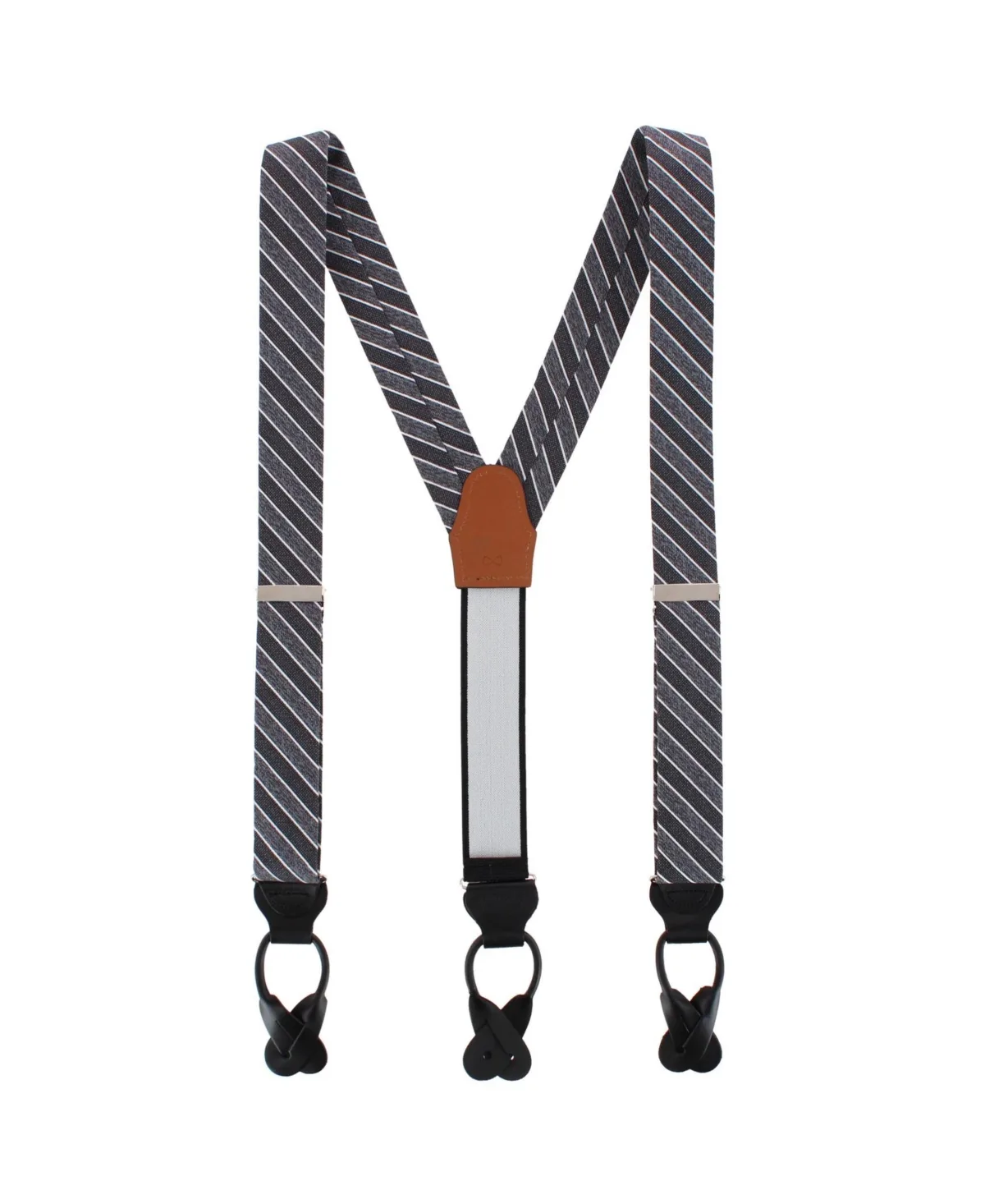 Dacari Diagonal Blocked Wool Blend Button End Suspenders by Trafalgar