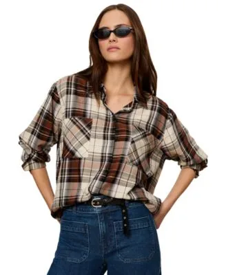 Long Sleeve Plaid Button Up Shirt by Sanctuary