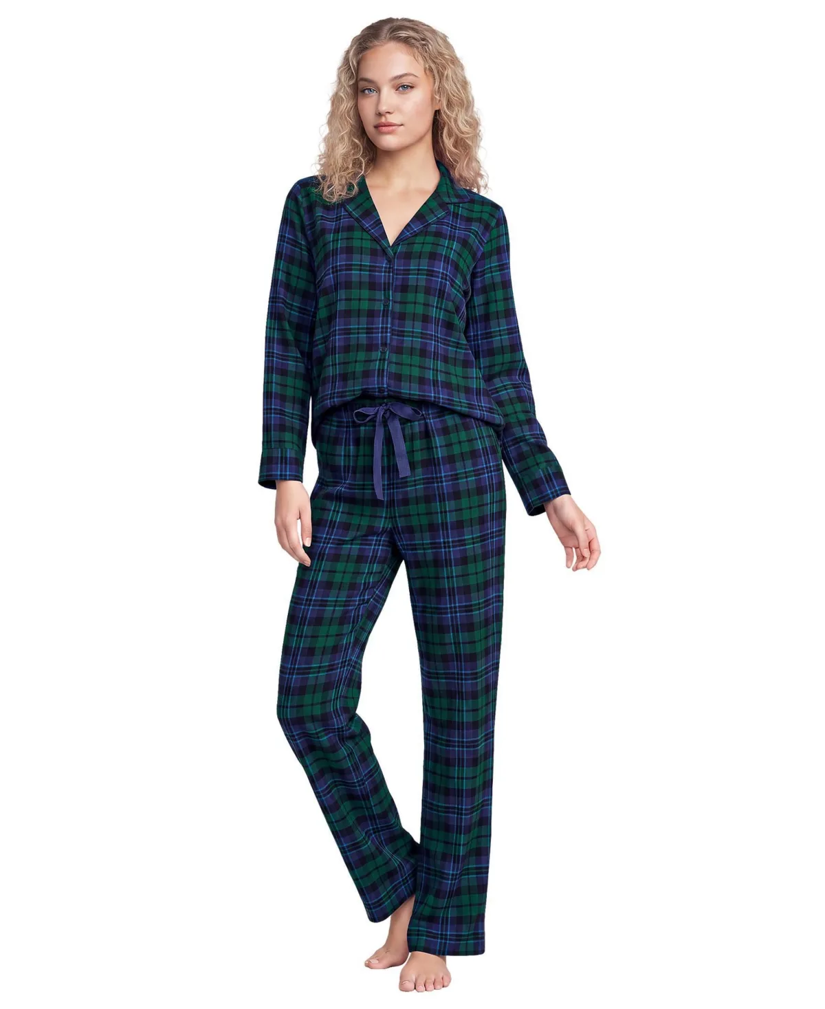 Flannel 2 Piece Pajama Set - Long Sleeve Shirt and Pants