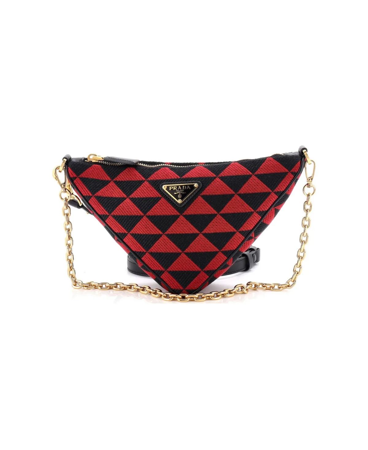 Pre-Owned Prada Mini Symbole Triangle Bag Leather and Jacquard by Prada