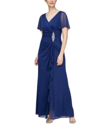 Embellished Flutter Sleeve Gown by Alex Evenings