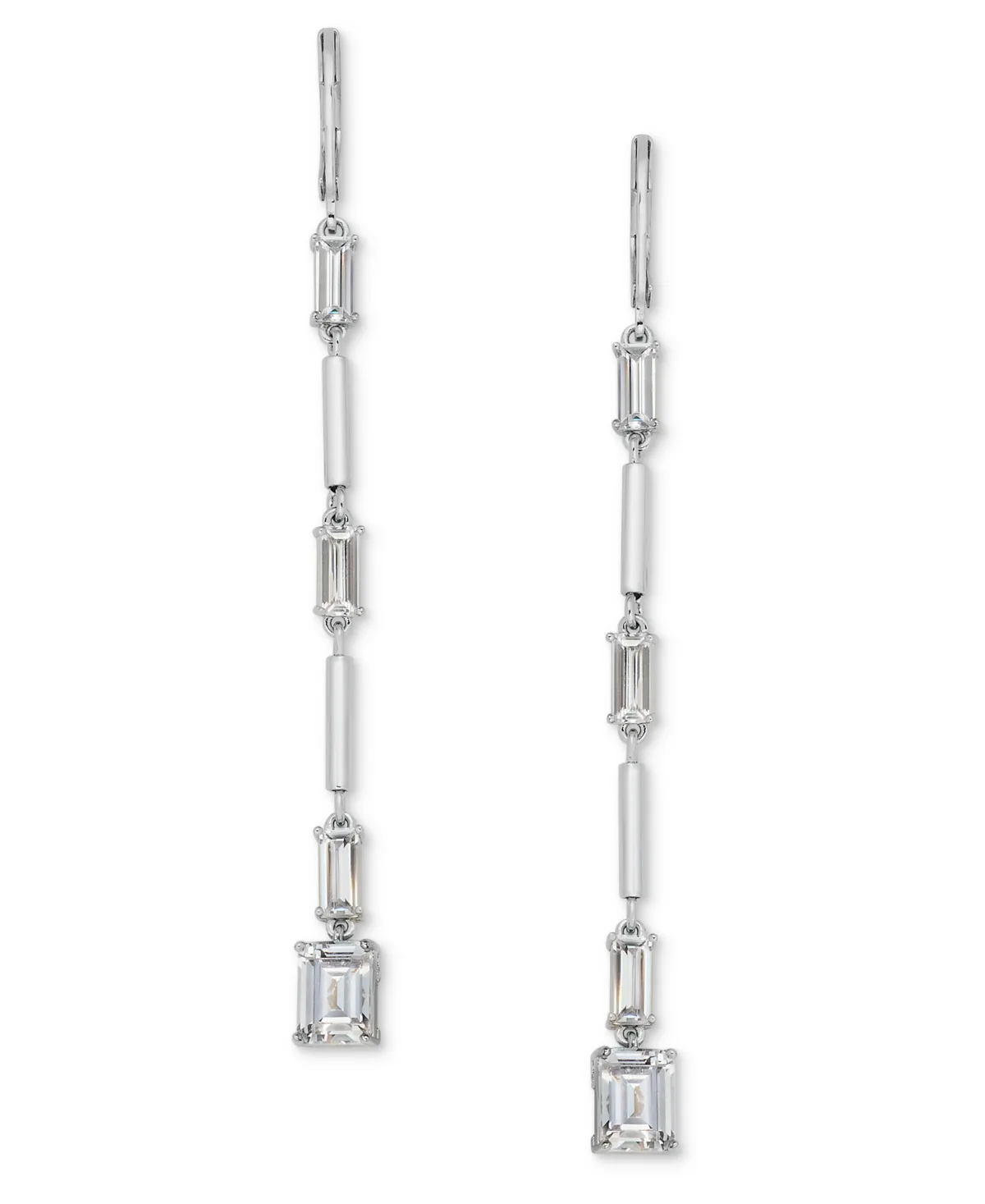 Lauren Ralph Lauren Cubic Zirconia Silver-Tone Station Linear Drop Earrings by Ralph Lauren
