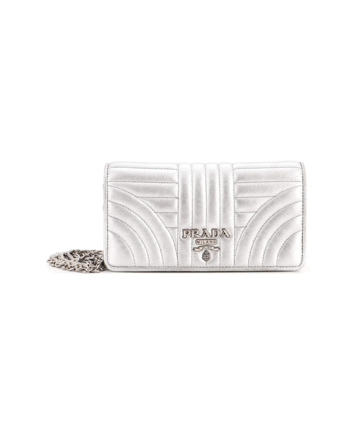 Pre-Owned Prada Small Wallet on Chain Diagramme Quilted Leather by Prada