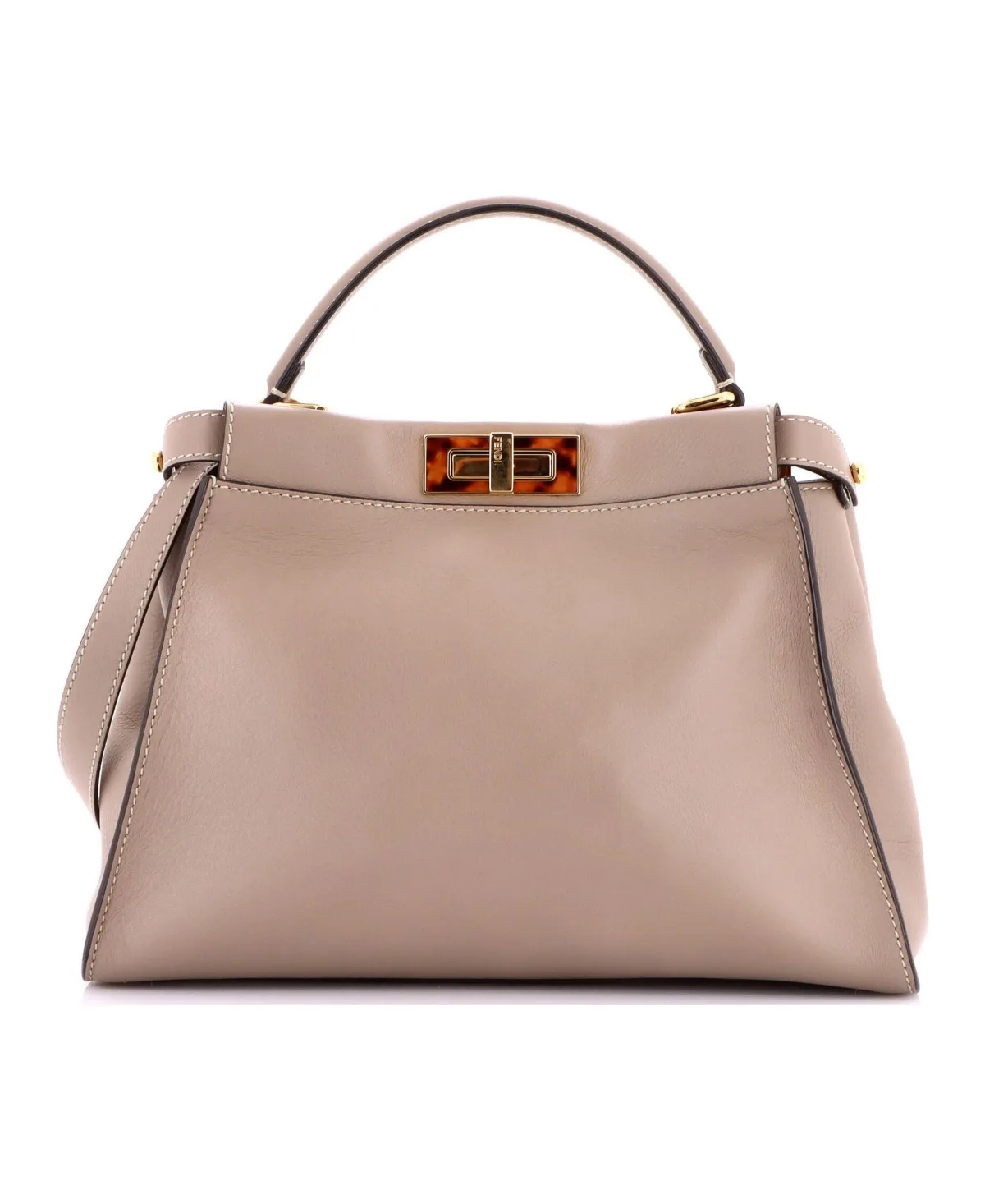 Pre-Owned Fendi Regular Peekaboo Bag Leather with Tortoise Detail