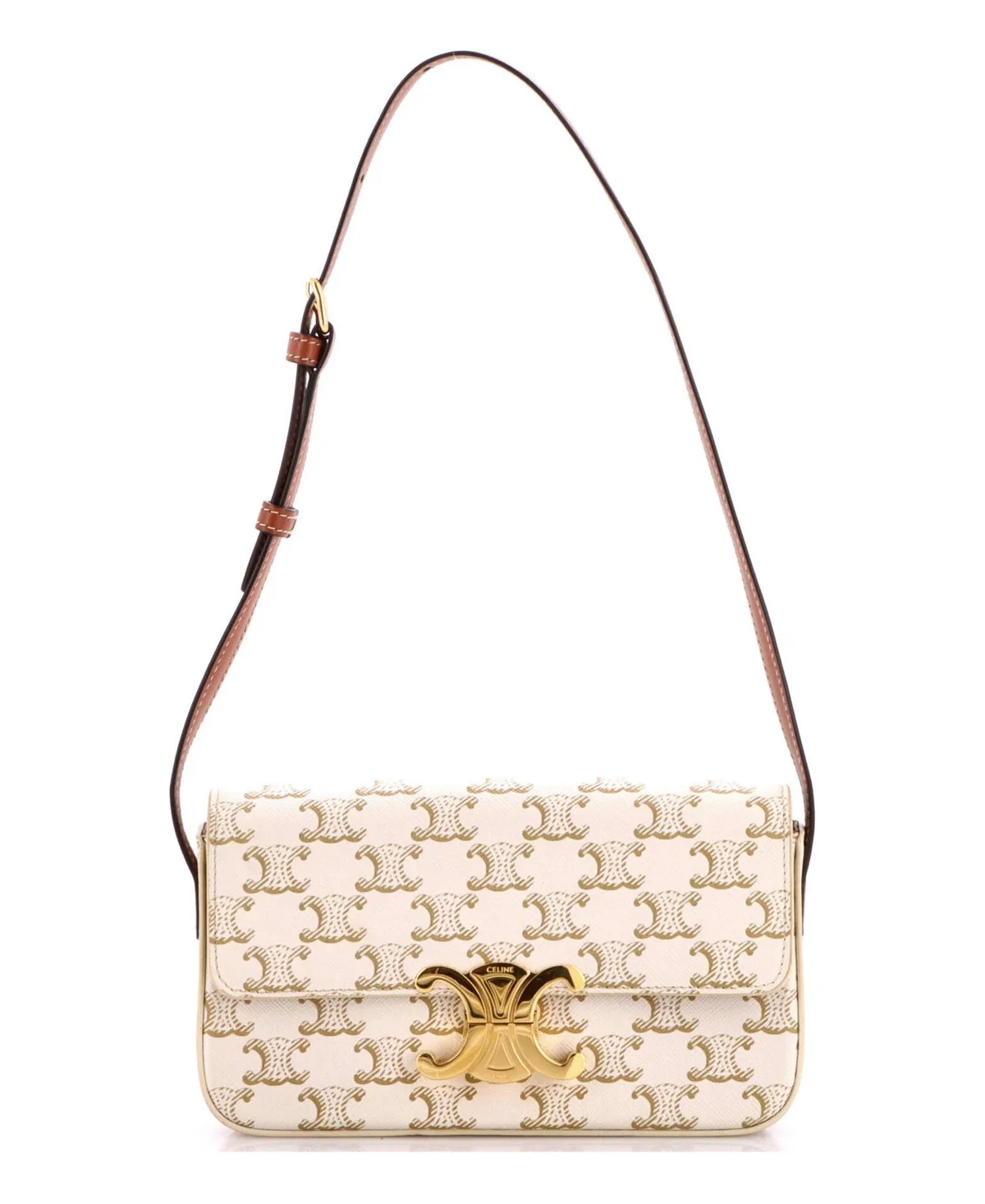 Pre-Owned Celine Triomphe East-West Shoulder Bag Triomphe Coated Canvas by Celine