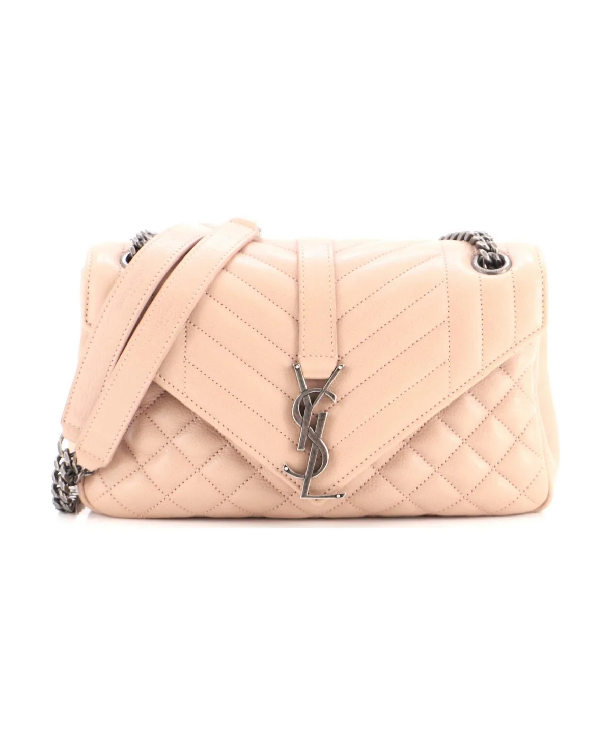 Pre-Owned Saint Laurent Medium Classic Monogram Slouchy Envelope Satchel Mixed Matelasse Leather by Saint Laurent