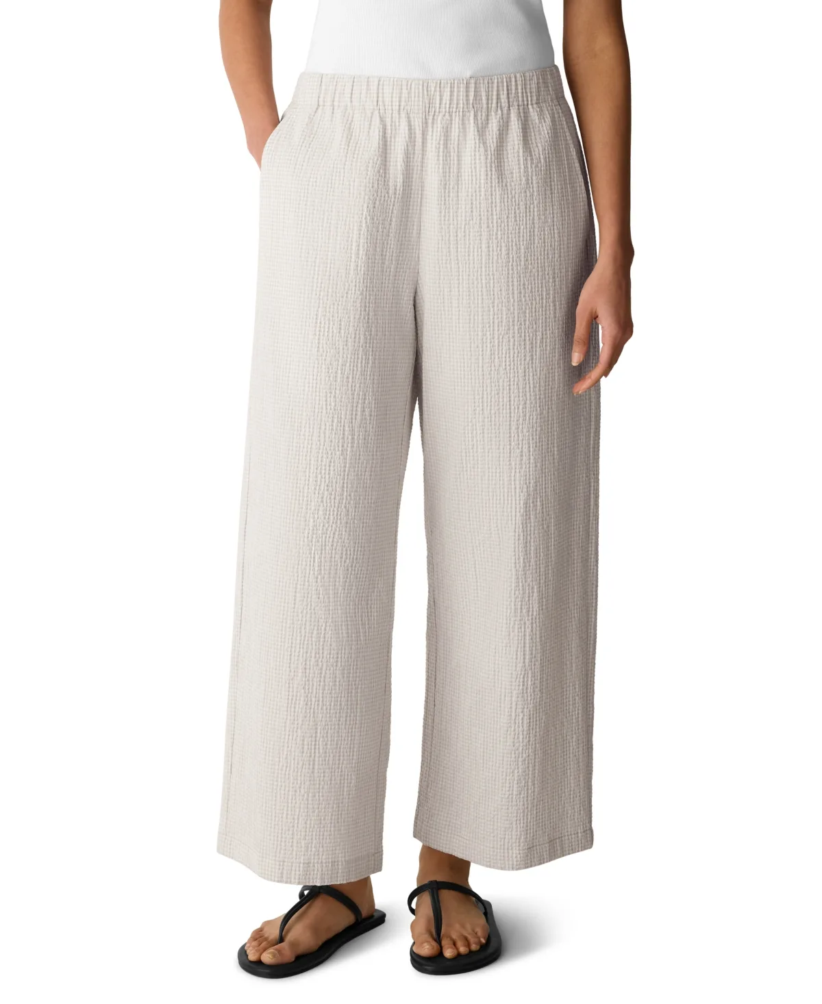 Mid-Rise Wide-Leg Ankle Length Pants