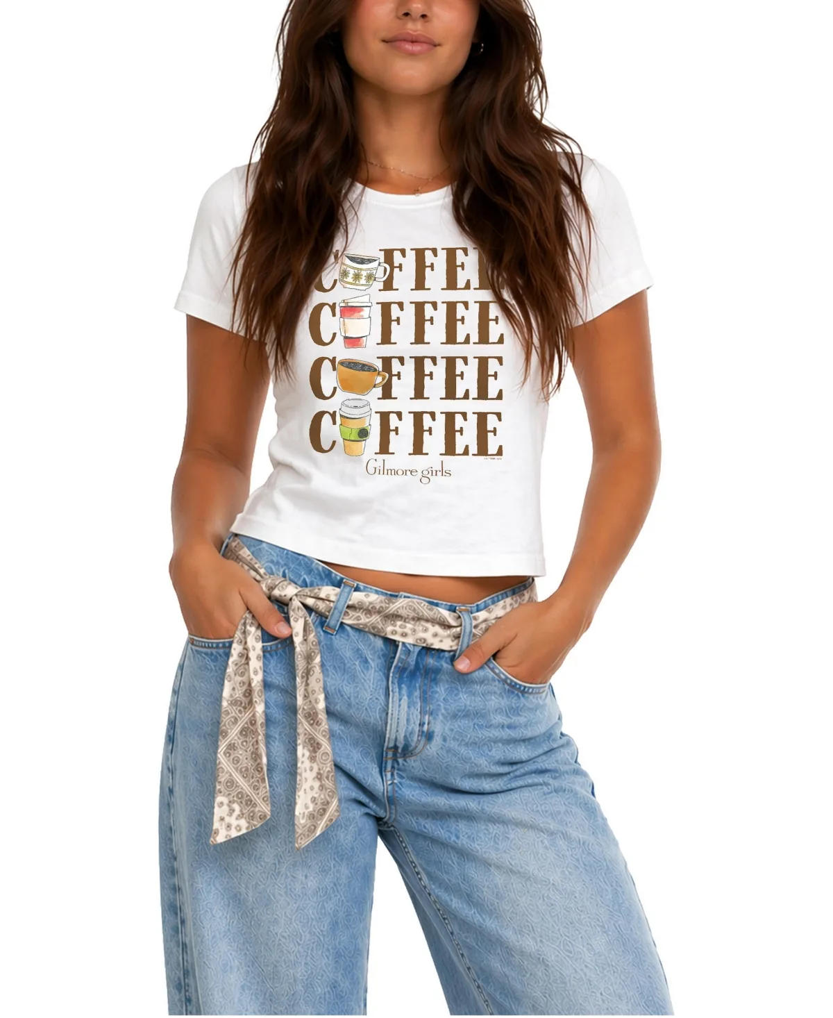 Gilmore Girls Coffee, Coffee, Coffee Cropped Graphic Short-Sleeve T-Shirt by Gilmore Girls