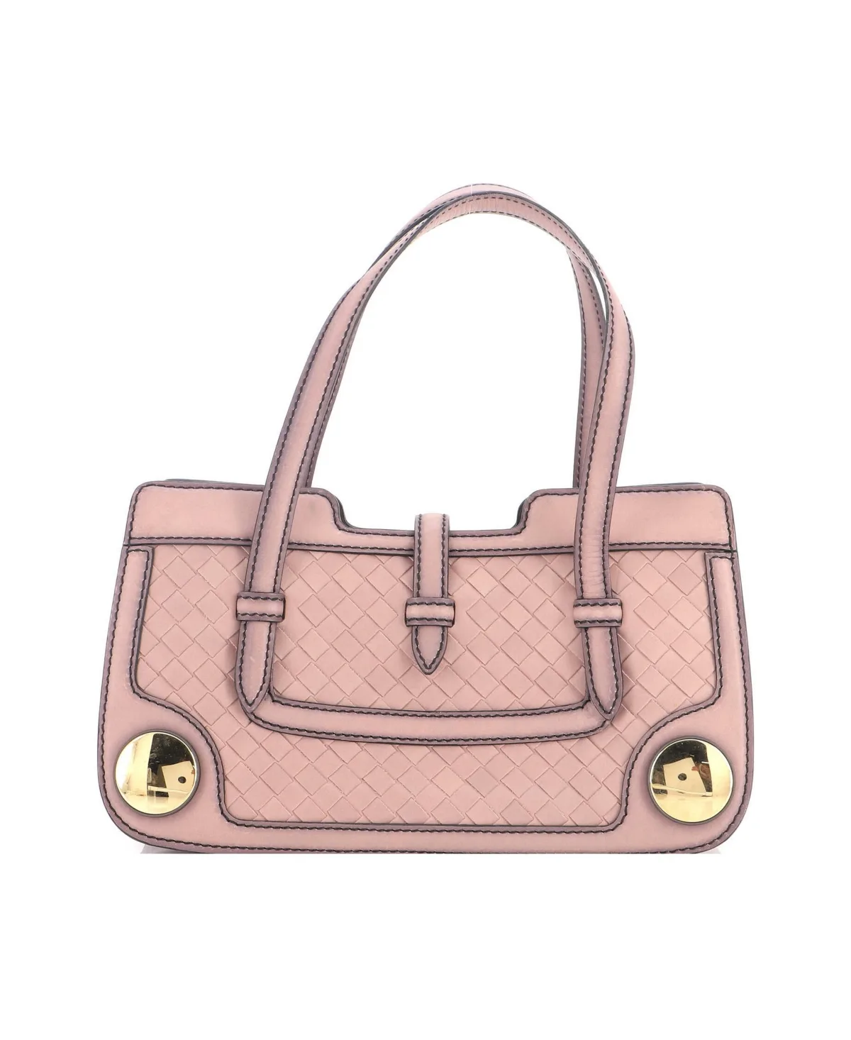 Pre-Owned Medium Accordion Tote Studded Intrecciato Nappa by Bottega Veneta