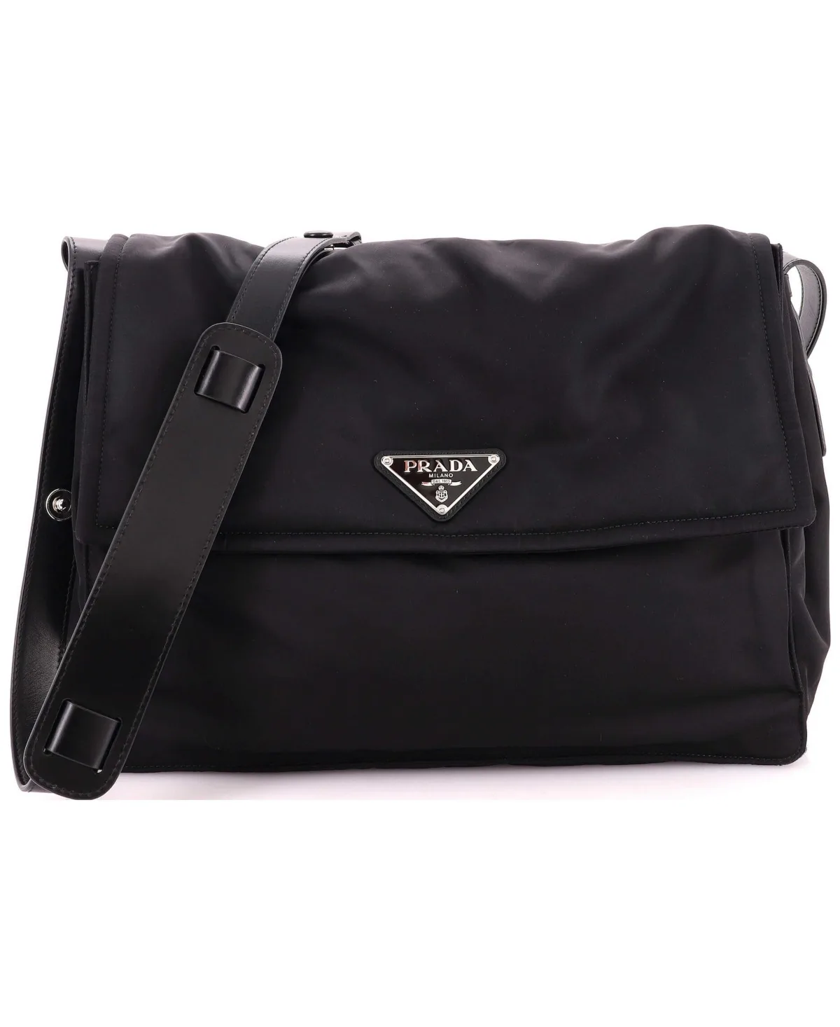 Pre-Owned Large Padded Flap Shoulder Bag Re-Nylon