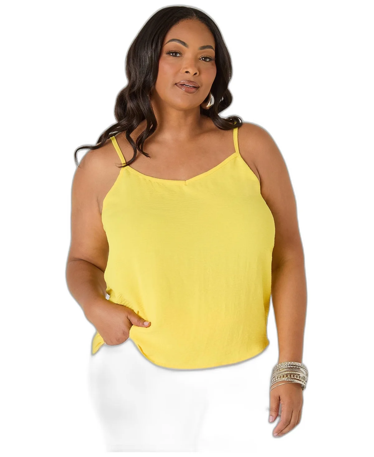 Textured V-Neck Camisole by Ashley Stewart