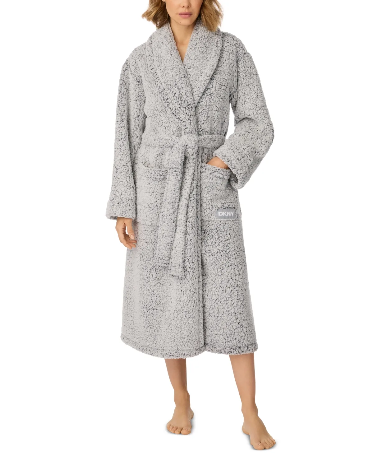 Long-Sleeve Sherpa Wrap Robe