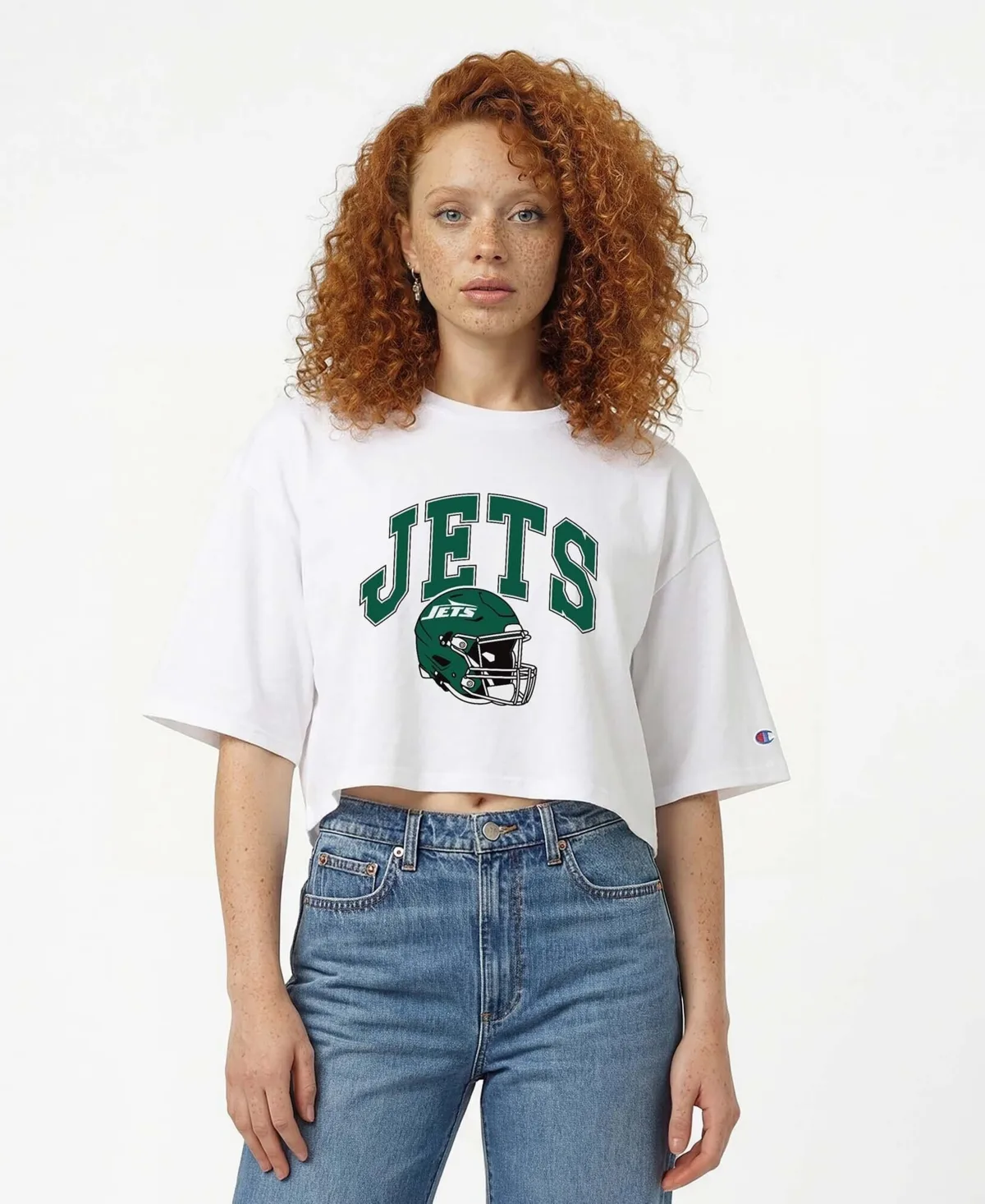New York Jets Boyfriend Cropped Graphic T-Shirt